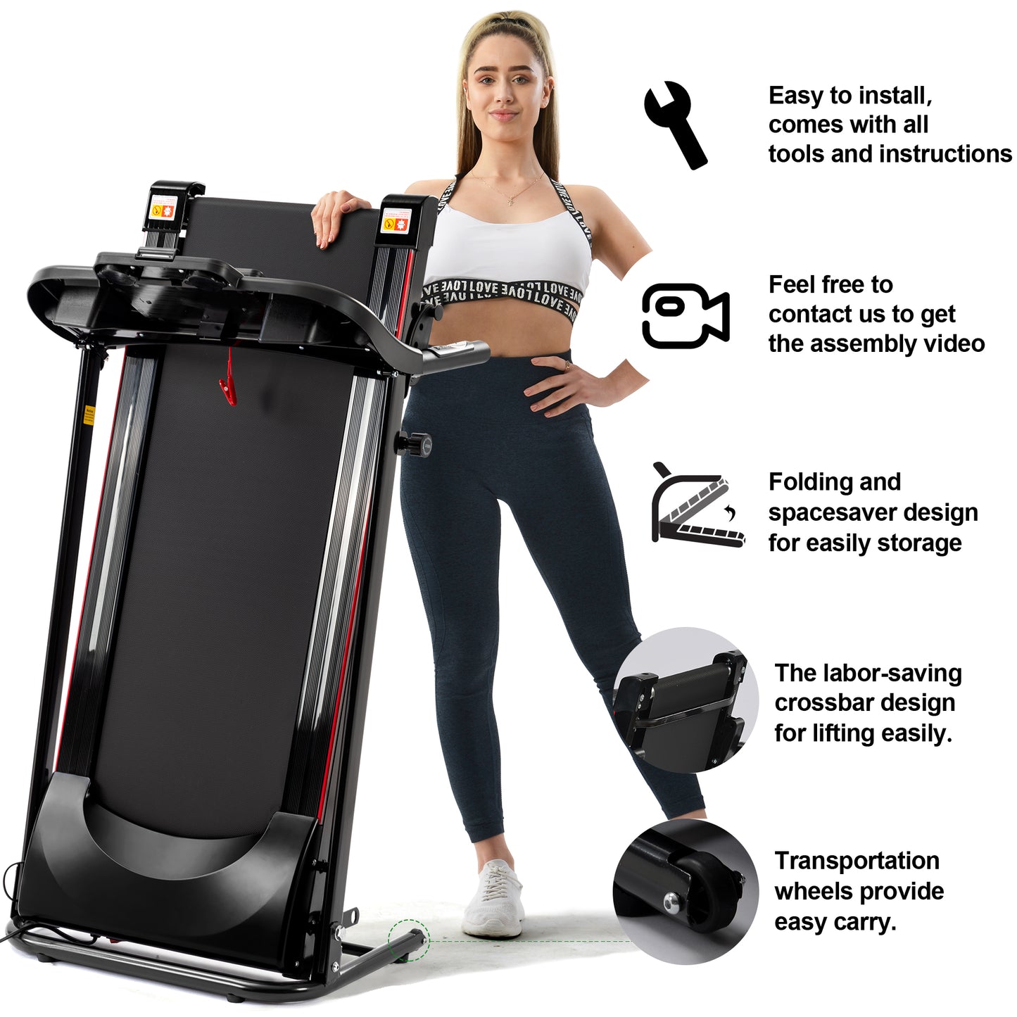 Folding Electric Treadmill for Home, 2.5HP Manual Incline Running Machine, NestCrafty