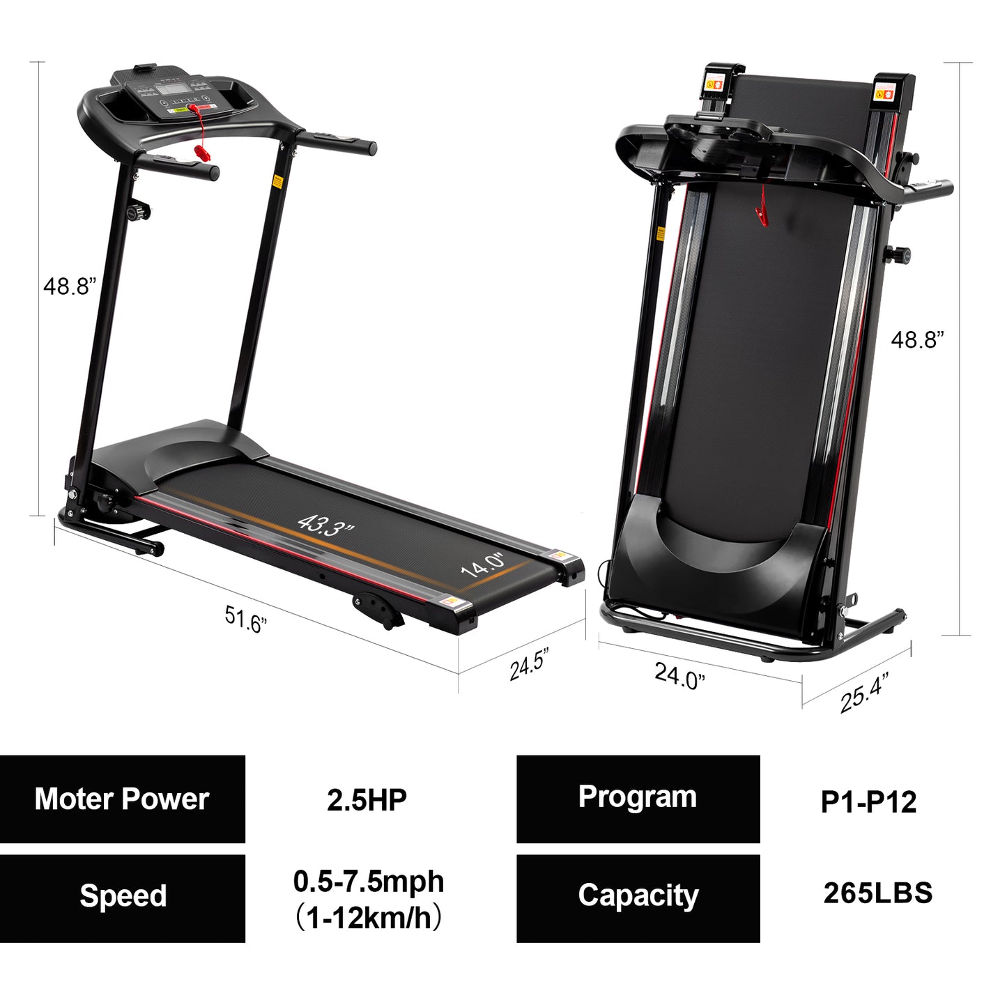 Folding Electric Treadmill for Home, 2.5HP Manual Incline Running Machine, NestCrafty