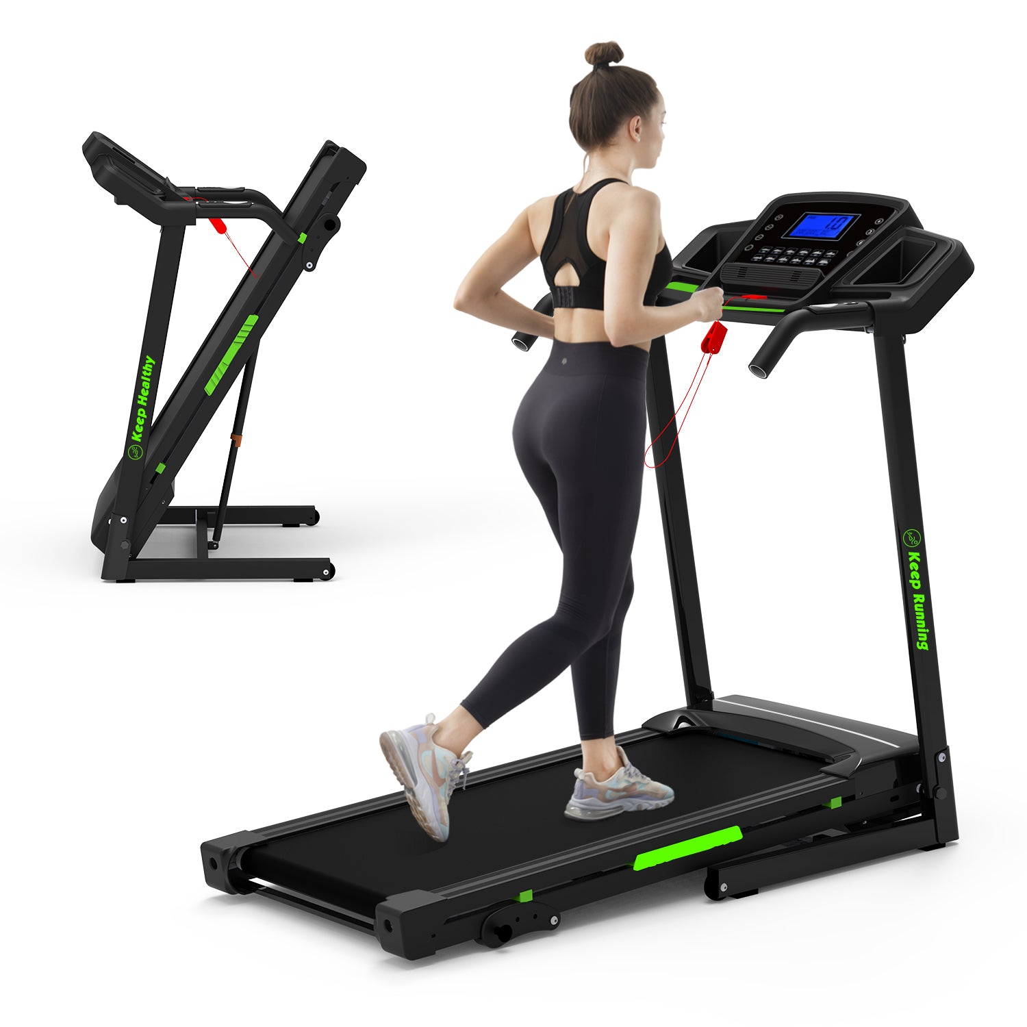 Folding Treadmill, 3.5HP Portable Treadmill with Manual Incline & 12 Preset Programs for Running Walking Exercise NestCrafty