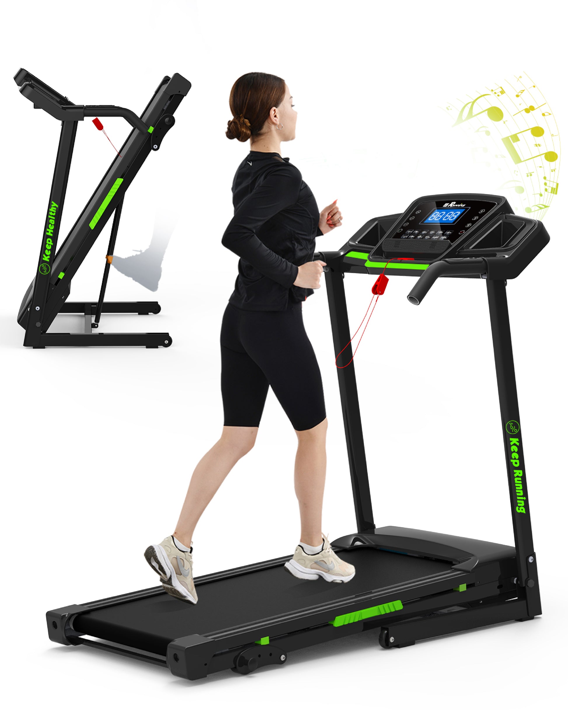 Folding Treadmill, 3.5HP Portable Treadmill with Manual Incline & 12 Preset Programs for Running Walking Exercise NestCrafty