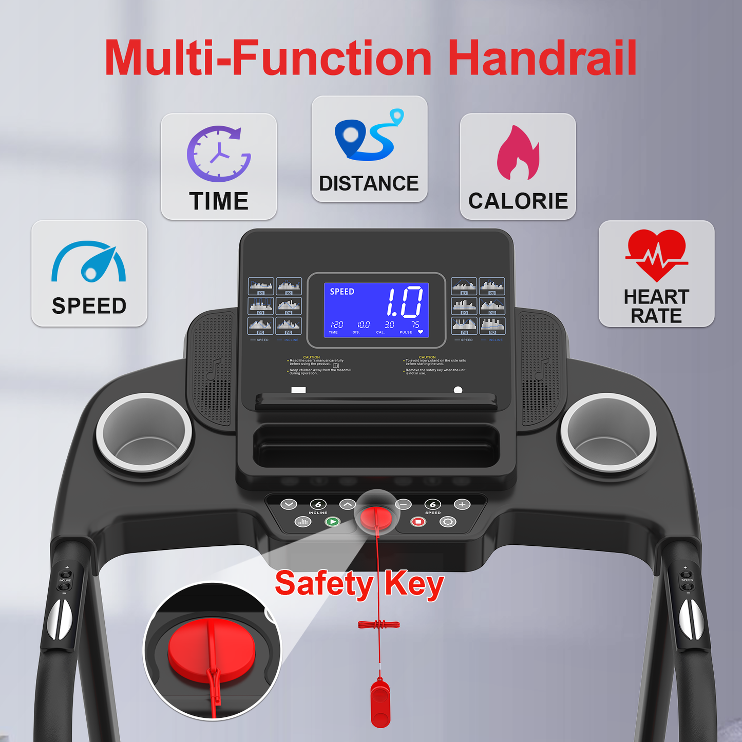 Foldable Treadmill with Automatic Incline, Electric Lift System, Compact Design, Easy Move Wheels NestCrafty