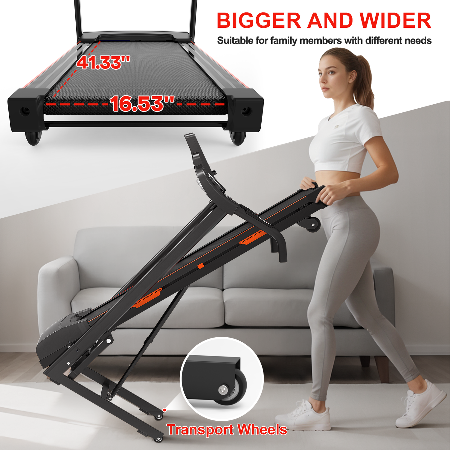 Foldable Treadmill with Automatic Incline, Electric Lift System, Compact Design, Easy Move Wheels NestCrafty