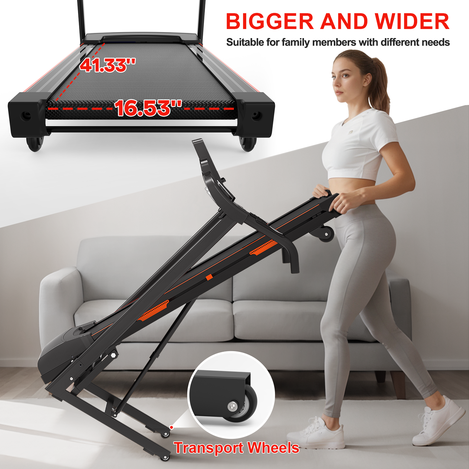 Foldable Treadmill with Automatic Incline, Electric Lift System, Compact Design, Easy Move Wheels NestCrafty