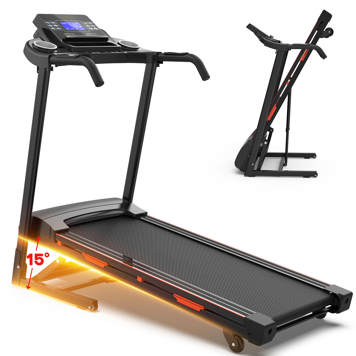 Foldable Treadmill with Automatic Incline, Electric Lift System, Compact Design, Easy Move Wheels NestCrafty