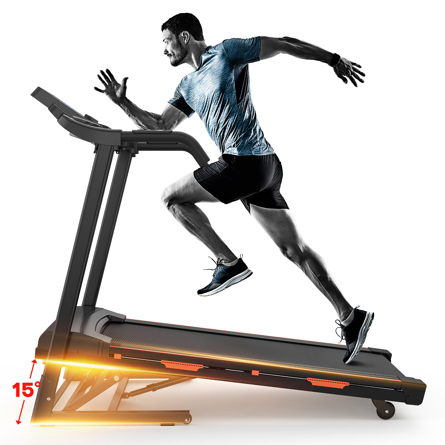 Foldable Treadmill with Automatic Incline, Electric Lift System, Compact Design, Easy Move Wheels NestCrafty