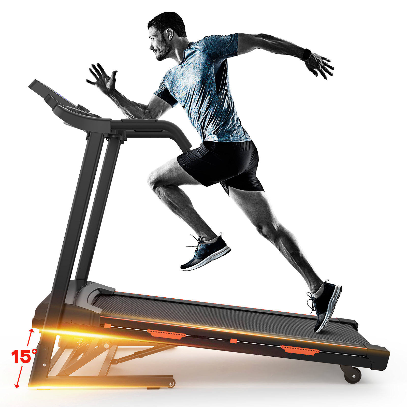 Foldable Treadmill with Automatic Incline, Electric Lift System, Compact Design, Easy Move Wheels NestCrafty