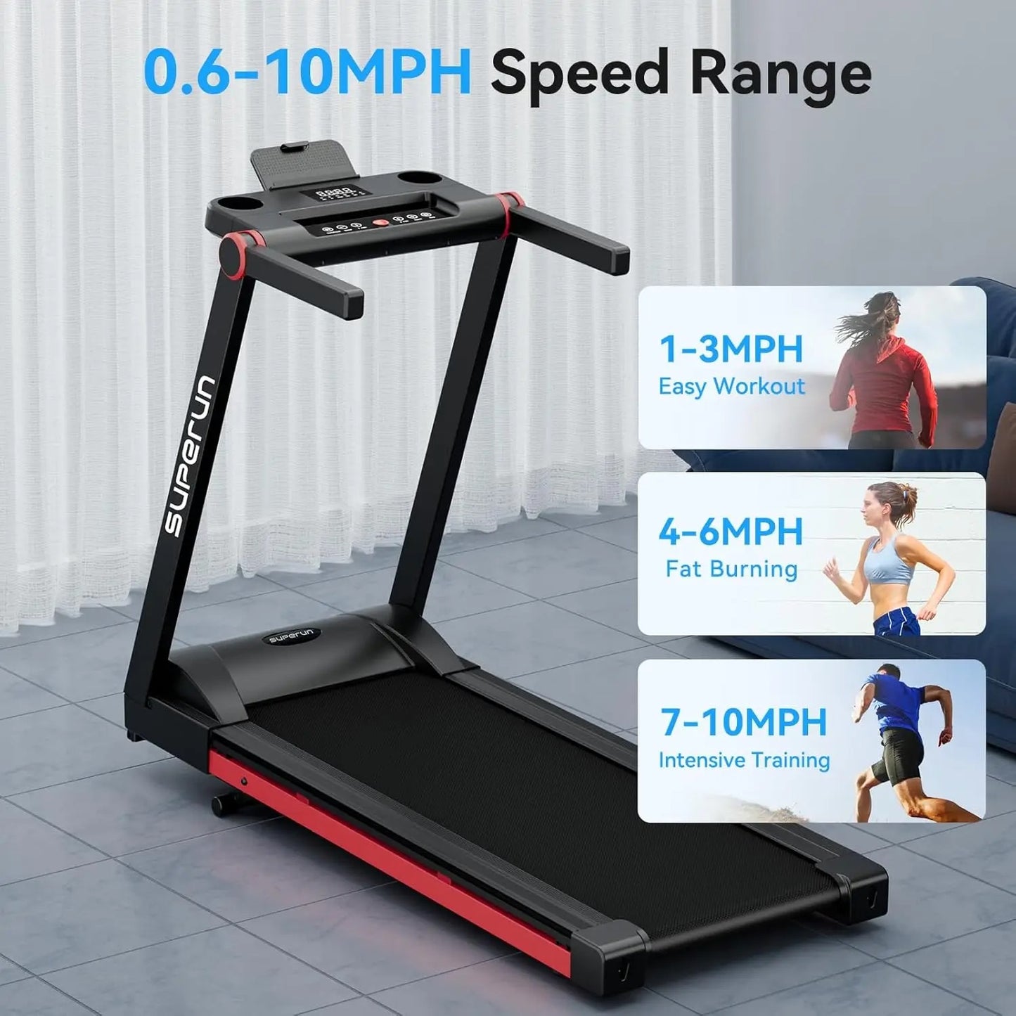 A1 Pro Folding smart treadmill with 6% incline Red - 10 MPH, 350 lbs NestCrafty